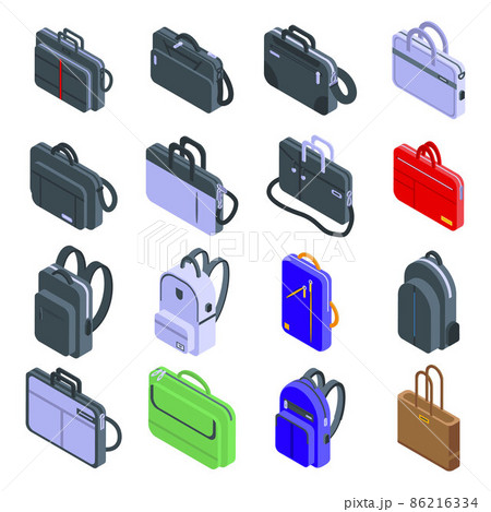 Laptop bag icons set, isometric style 86216334