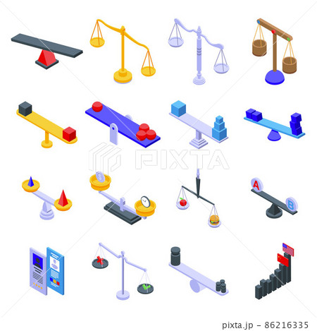 Comparison icons set, isometric style Comparison icons set, isometric style 86216335