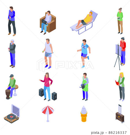 Weekend icons set, isometric style 86216337