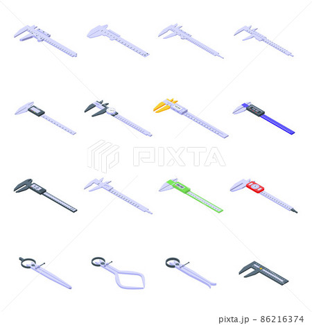 Calipers icons set, isometric style 86216374