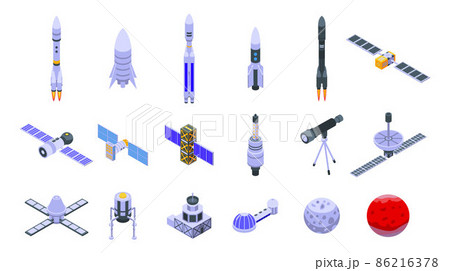 Space station icons set, isometric style 86216378