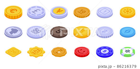 Tokens icons set, isometric style 86216379