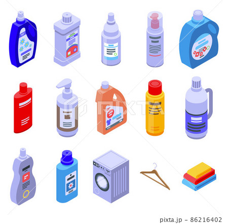Softener icons set, isometric style Softener icons set, isometric style 86216402