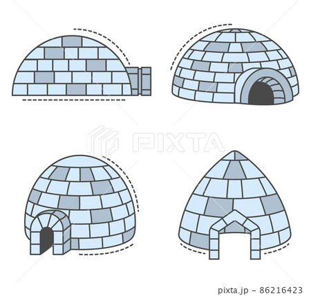 Igloo eskimo icon set, outline style 86216423