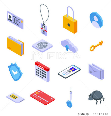 Personal information icons set, isometric style 86216438