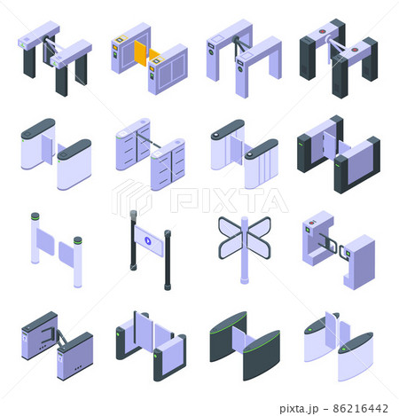 Turnstile icons set, isometric style 86216442