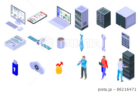 IT administrator icons set, isometric style 86216471