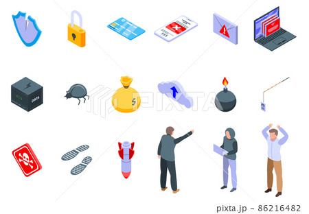 Fraud icons set, isometric style 86216482