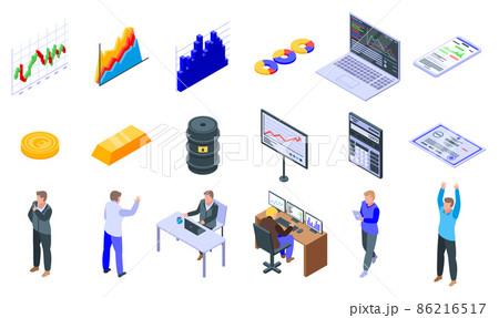 Trader icons set, isometric style 86216517