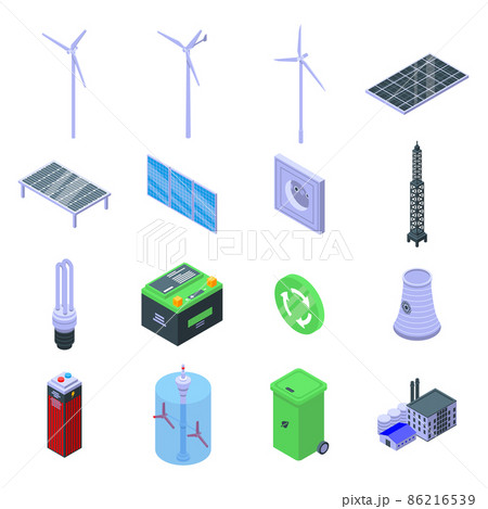Clean energy icons set, isometric style 86216539