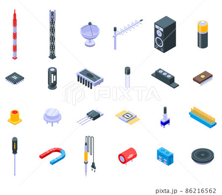 Radio engineer icons set, isometric style 86216562