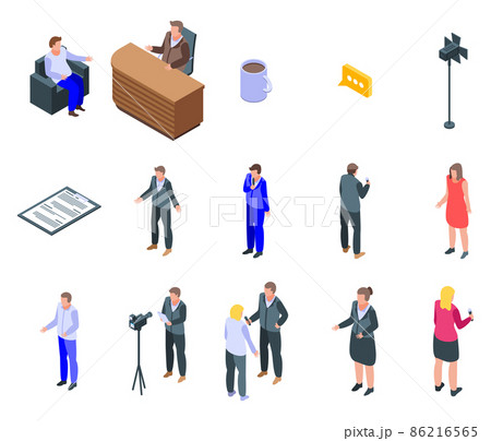 TV presenter icons set, isometric style TV presenter icons set, isometric style 86216565