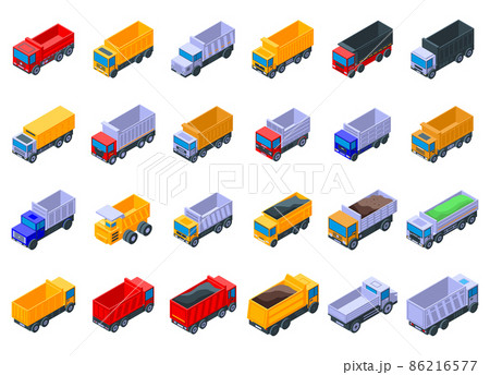 Tipper icons set, isometric style Tipper icons set, isometric style 86216577