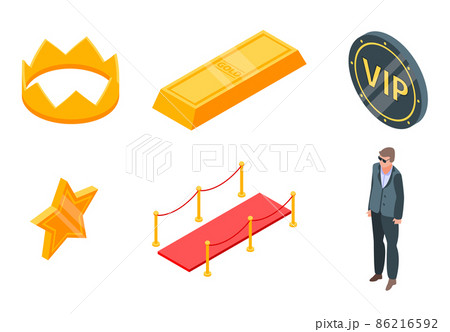 Vip icons set, isometric style 86216592