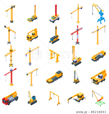 Crane icons set, isometric style 86216641