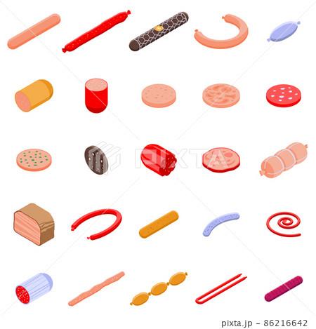Sausage icons set, isometric style 86216642
