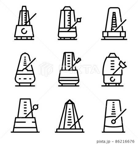 Metronome icons set, outline style Metronome icons set, outline style 86216676