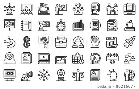Business training icons set, outline style Business training icons set, outline style 86216677
