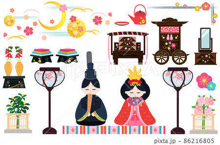ひな祭りイラストセット ひな祭りイラストセット 86216805