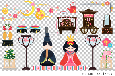 ひな祭りイラストセット ひな祭りイラストセット 86216805