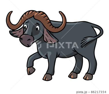 Funny wild buffalo. Funny kids vector illustration Funny wild buffalo. Funny kids vector illustration 86217354