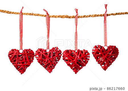 decorative valentine hearts on the rope decorative valentine hearts on the rope 86217660