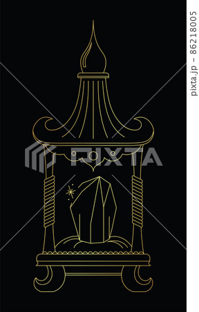 Vector golden line art sketch crystals in chest on black 86218005