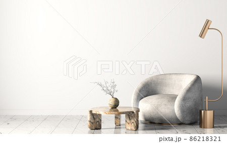 Interior with armchair, coffee table and floor lamp 3d rendering 86218321