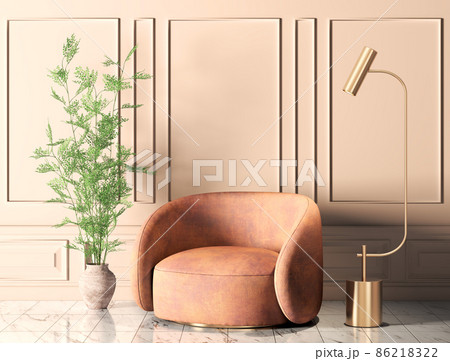 Interior with armchair in modern living room home design 3d rendering Interior with armchair in modern living room home design 3d rendering 86218322