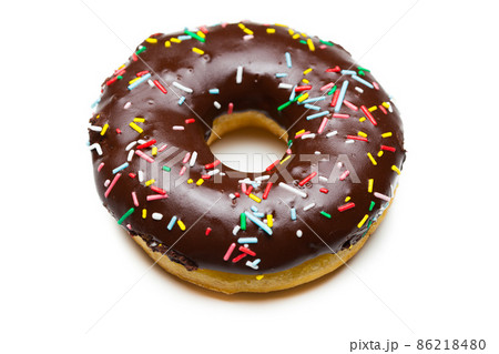 tasty chocolate donut, isolated on white tasty chocolate donut, isolated on white 86218480