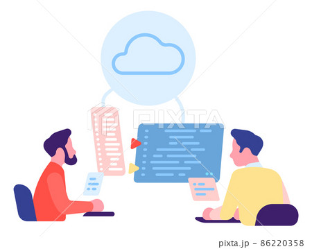 Programmers coding cloud computing software. Digital service development 86220358