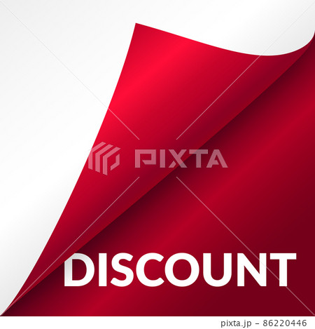 Discount banner mockup. Realistic red paper corner curl 86220446