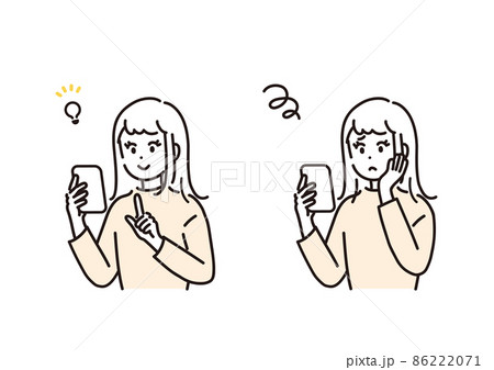 スマートフォンを操作する女性のイラスト素材セット 86222071