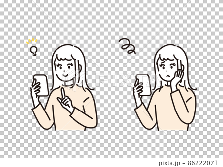 スマートフォンを操作する女性のイラスト素材セット 86222071