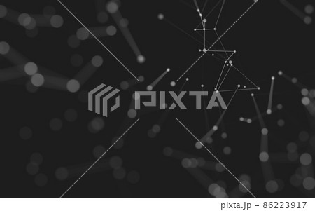 Abstract background. Molecules technology with polygonal shapes, connecting dots and lines. Connection structure. Big data visualization. 86223917