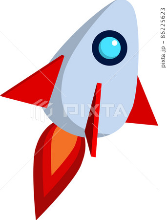 離陸する宇宙船のシンプルなアイコンイラスト のイラスト素材