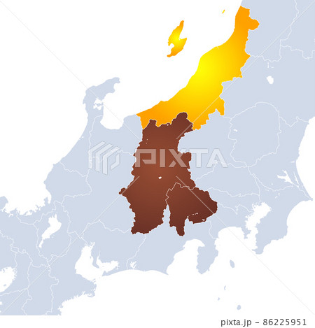 新潟県無料フリーイラスト 日本語 都道府県名あり 県庁所在地あり 白