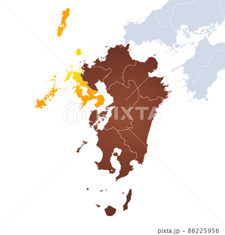 長崎県地図と九州地方 86225956
