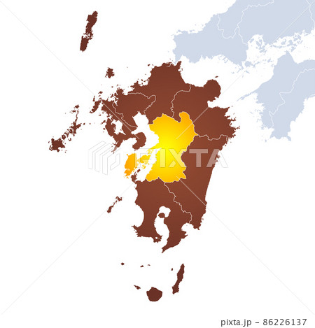 熊本県地図と九州地方 86226137