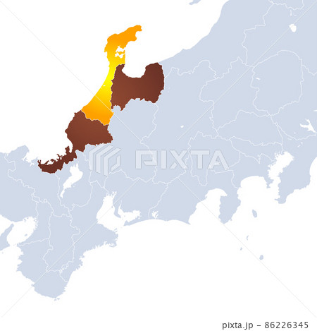 石川県地図と北陸地方のイラスト素材