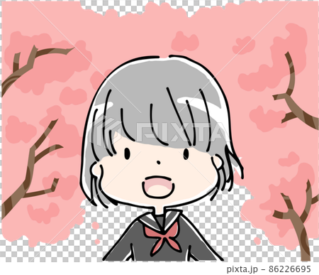 A smiling female student in a sailor suit under a cherry tree A smiling female student in a sailor suit under a cherry tree 86226695