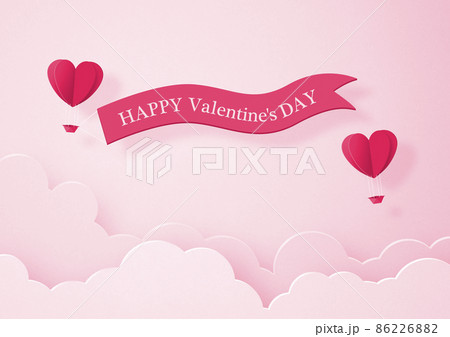 バレンタイン-折り紙-3DCG-ハート気球-かわいい世界観【ペーパークラフト】 86226882