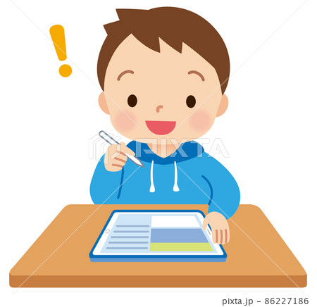 タブレットで勉強する子供 男の子 小学生 タブレットで勉強する子供 男の子 小学生 86227186