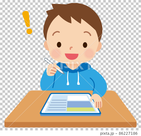 タブレットで勉強する子供 男の子 小学生 タブレットで勉強する子供 男の子 小学生 86227186