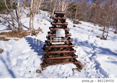 南アルプス　鳳凰三山（杖立峠）　標識 86228450