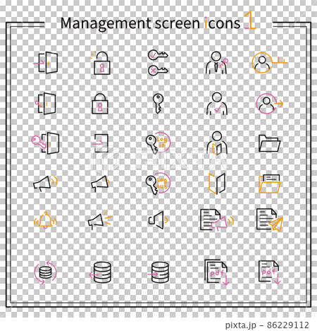 3-color line drawing icon management screen 1 black keynote 86229112