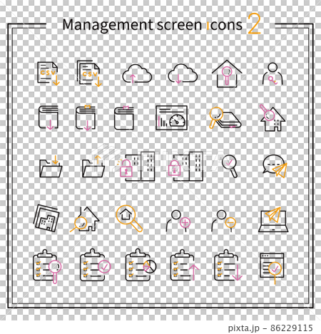 3色線描圖標管理畫面2黑色基調 86229115