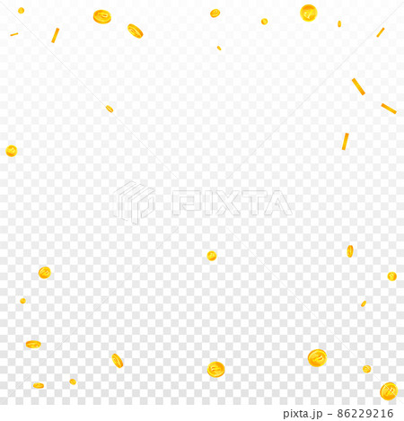 Russian ruble coins falling. Fabulous scattered RUB coins. Russia money. Dazzling jackpot, wealth or success concept. Vector illustration. Russian ruble coins falling. Fabulous scattered RUB coins. Russia money. Dazzling jackpot, wealth or success concept. Vector illustration. 86229216