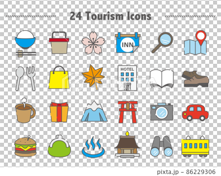 Icon set that can be used as a tourist guide Icon set that can be used as a tourist guide 86229306