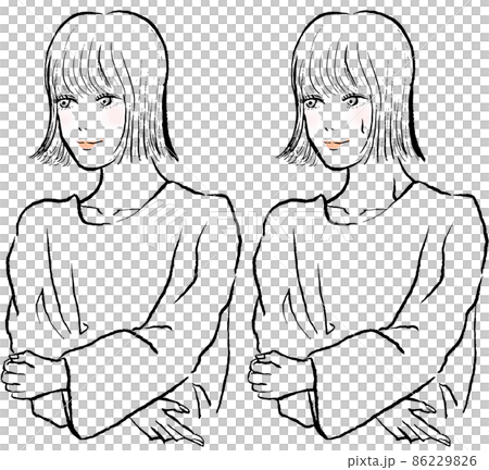 サウナポンチョを着てサウナに入る女性。ボブヘアの女性。 86229826